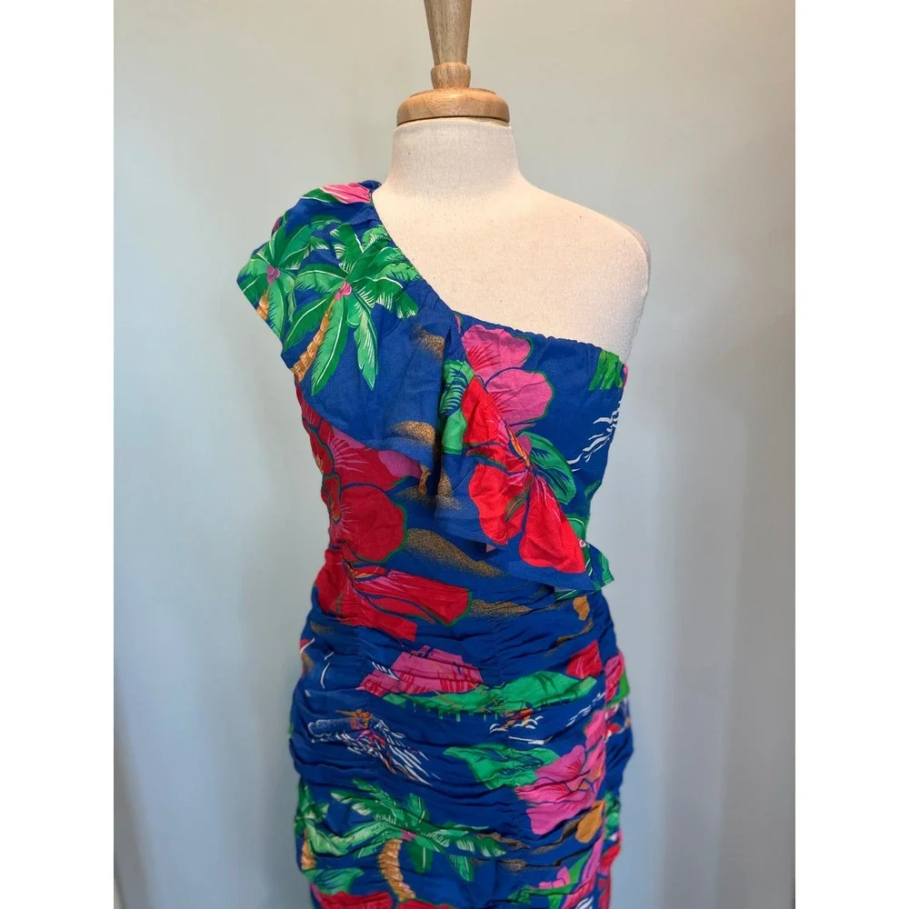 FARM Rio for Anthropologie One Shoulder Maxi Dress Floral Tropical Size Small - Picture 3 of 13